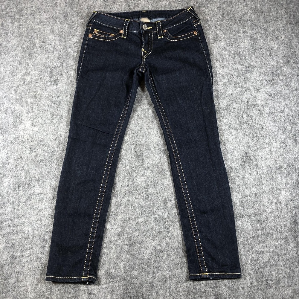 True‎ Religion Jeans Womens 27 Blue Section Skinny Dark Wash Stretch Made USA